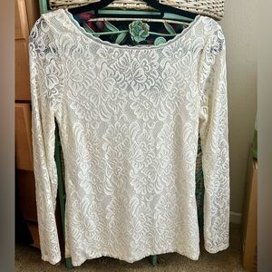 Long sleeved Ivory Lace top from WHBM.